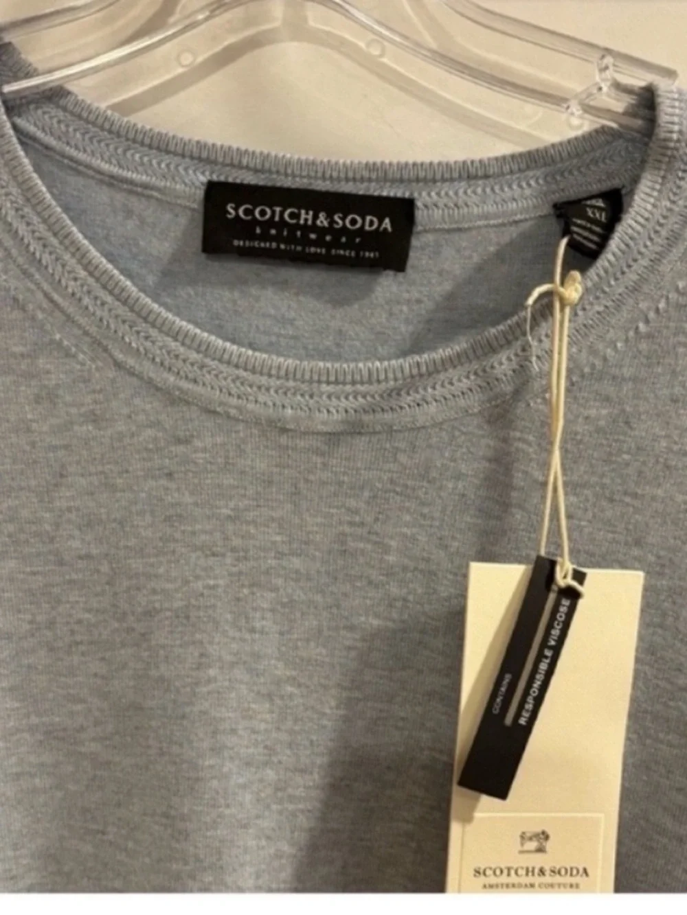 Scotch & Soda NEW Mens XXL Crewneck Sweater Blue Grey Coastal Preppy